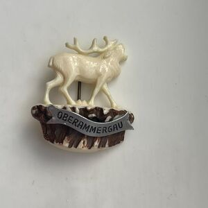 Vintage German Elk Hat Lapel Pin Plastic Resin Oberammergau